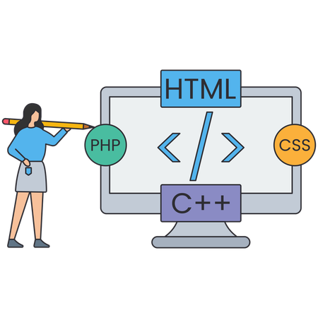 Mujer trabajando en desarrollo personalizado  Illustration