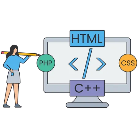 Mujer trabajando en desarrollo personalizado  Illustration