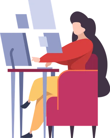 Mujer trabajando en desarrollo  Ilustración