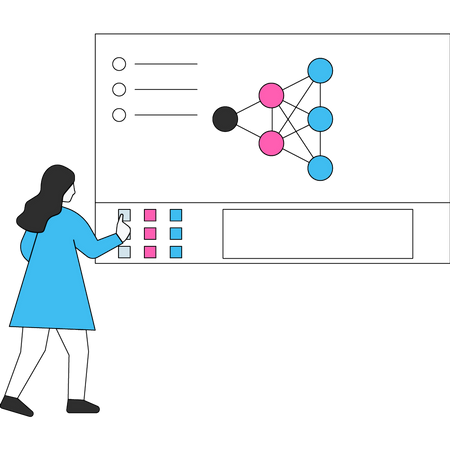 Mujer trabajando en fórmula química  Ilustración