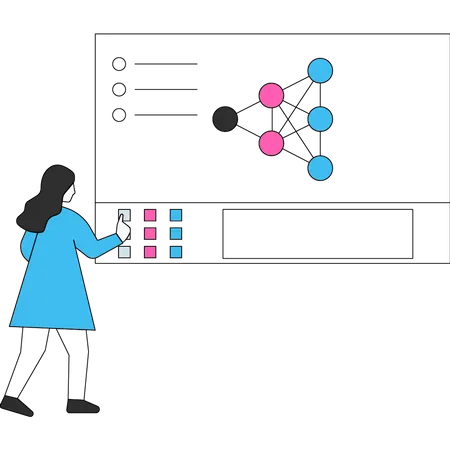 Mujer trabajando en fórmula química  Ilustración