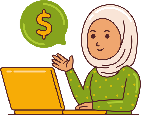 Mujer trabajando en gestión financiera  Ilustración