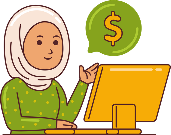 Mujer trabajando en gestión financiera  Ilustración
