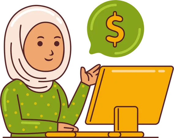 Mujer trabajando en gestión financiera  Ilustración