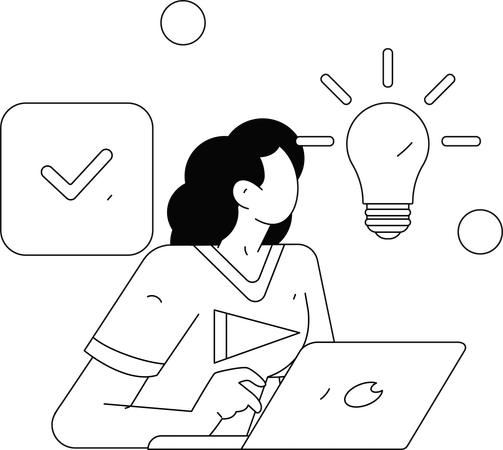 Mujer trabajando en datos de crecimiento de marketing  Ilustración