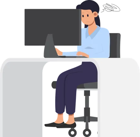 Mujer trabajando en pc  Ilustración