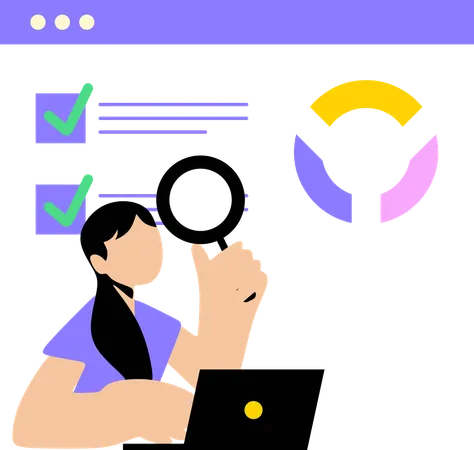 Mujer trabajando en el sistema de control  Ilustración