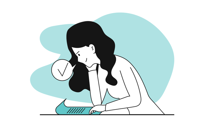 Mujer trabajando en tarea  Ilustración