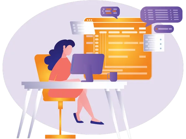 Mujer trabajando en desarrollo  Illustration