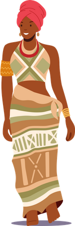 Mujer tribal vistiendo ropas tradicionales  Ilustración