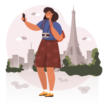 Turista tomando selfie  Illustration