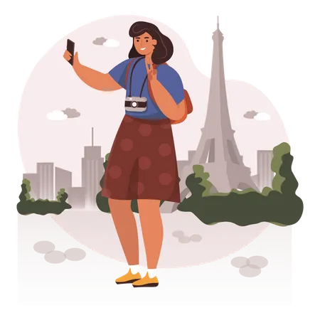 Turista tomando selfie  Illustration