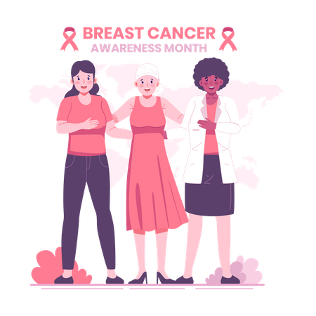 Mujer se une para luchar contra el cáncer de mama  Ilustración