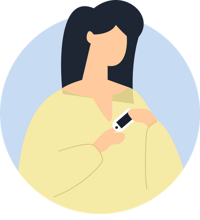 Mujer usando dispositivo oxímetro  Ilustración