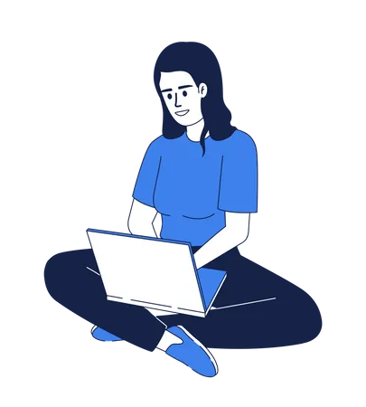 Mujer usando laptop  Ilustración