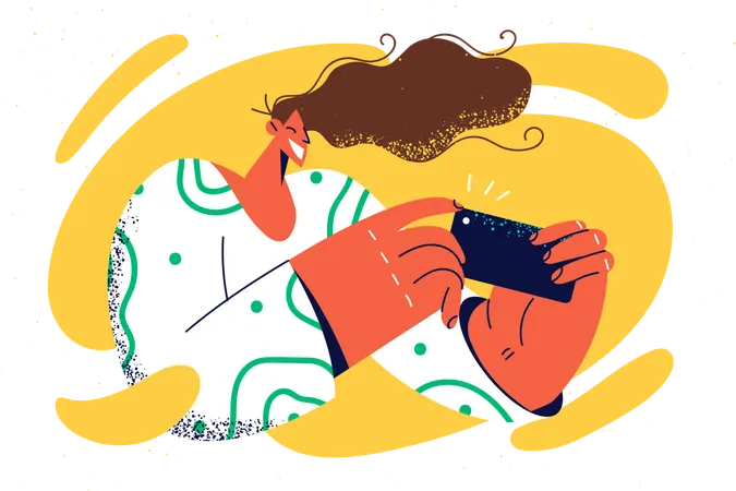 Mujer usando movil  Ilustración