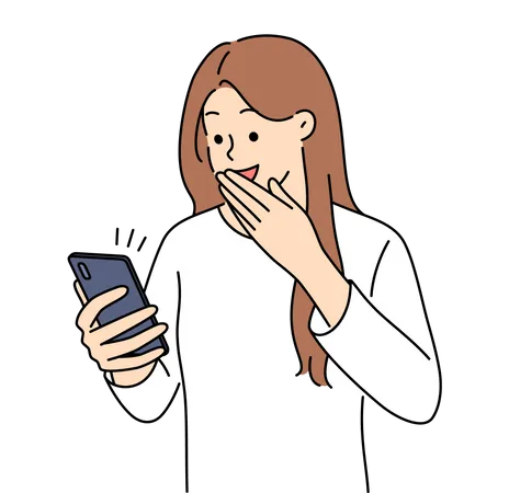 Mujer usando movil  Ilustración