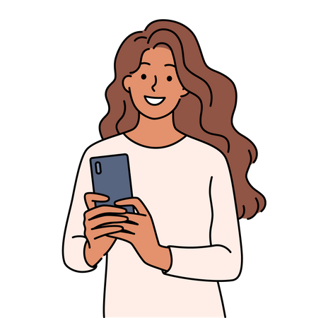 Mujer usando movil  Ilustración