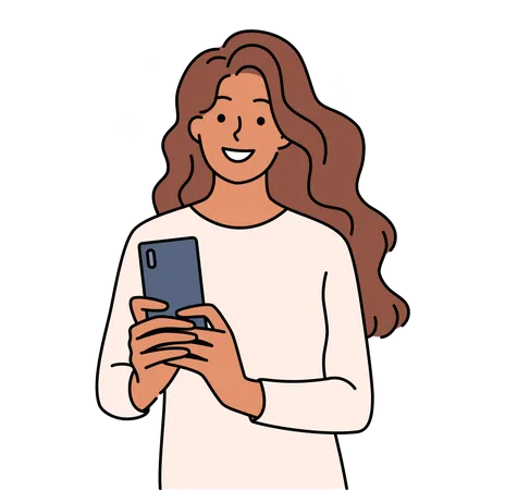 Mujer usando movil  Ilustración