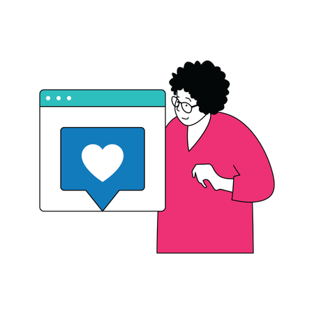 Mujer usando las redes sociales  Illustration