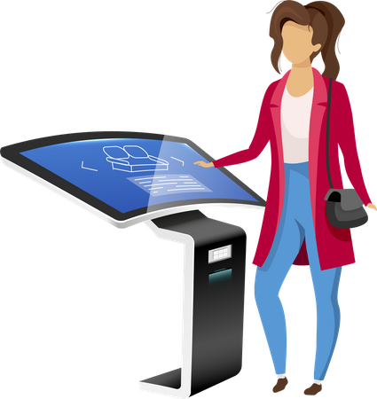 Mujer usando tablero de señalización digital  Ilustración