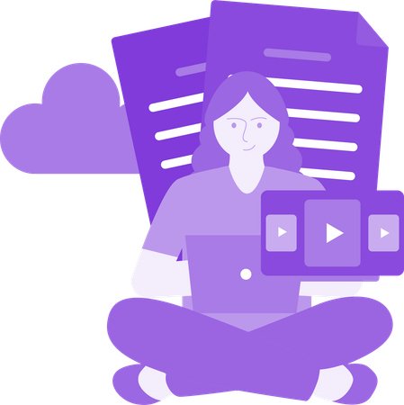 Mujer comprobando el formato del vídeo  Ilustración