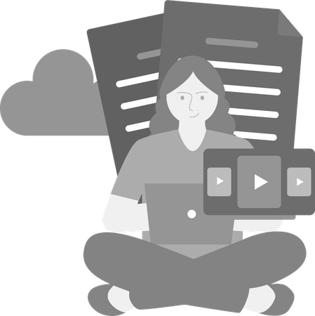 Mujer comprobando el formato del vídeo  Ilustración