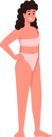 Mujer vestida con traje de baño de dos piezas.  Ilustración