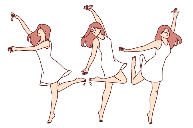 Mujer vistiendo bailarina demostrando flexibilidad  Ilustración