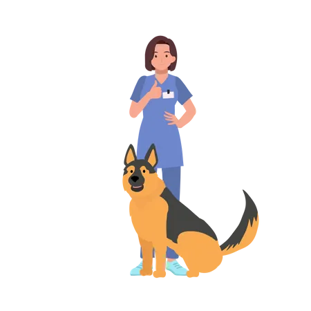 Mujer veterinaria con perros  Ilustración
