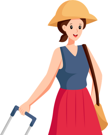 Mujer viajando con bolso bandolera  Ilustración