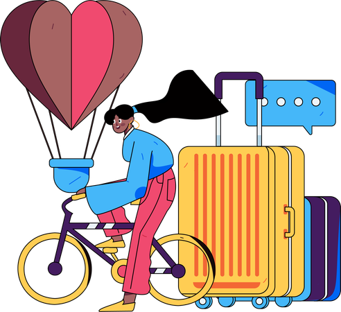 Mujer viajando de vacaciones  Ilustración