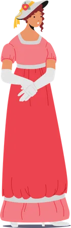 Mujer inglesa victoriana usa un vestido elegante  Ilustración