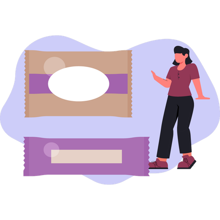 Mujer viendo huevo  Ilustración