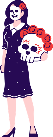 Mujer vistiendo traje mexicano del día de los muertos  Ilustración