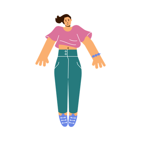 Mujer voladora sonriente  Ilustración