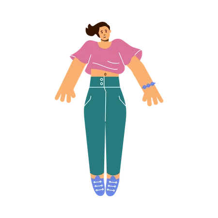 Mujer voladora sonriente  Ilustración