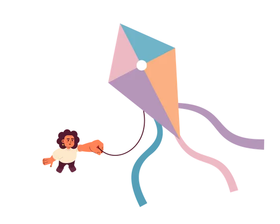 Mujer volando cometa  Ilustración