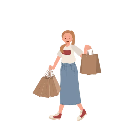 Mujer yendo de compras  Ilustración