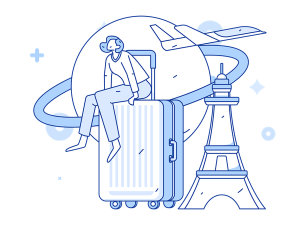 Mujer yendo de vacaciones  Ilustración