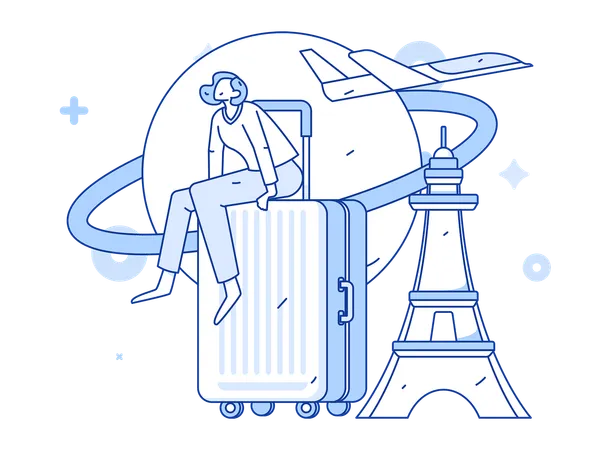 Mujer yendo de vacaciones  Ilustración