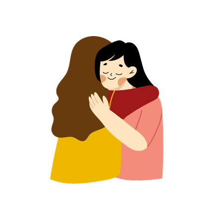 Mujeres abrazándose  Ilustración