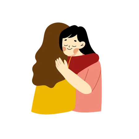 Mujeres abrazándose  Ilustración