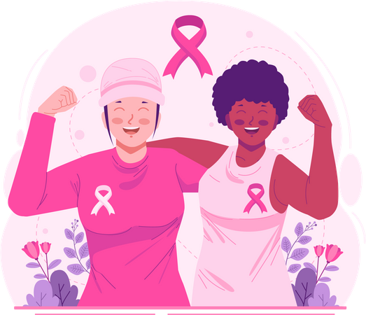 Apoyo a mujeres con cáncer de mama  Ilustración