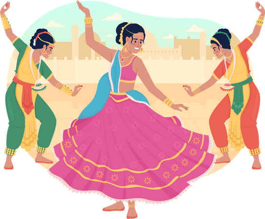Mujeres bailando en diwali  Ilustración
