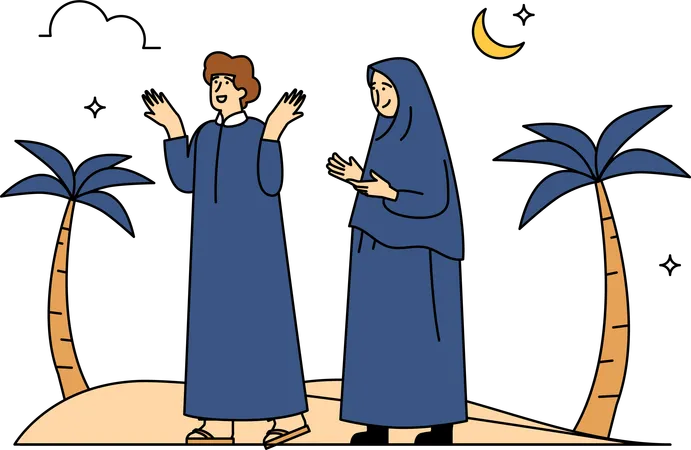 Mujeres celebrando Eid al-Adha  Ilustración