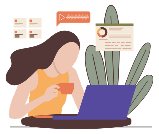 Mujeres creando programas y aplicaciones  Ilustración