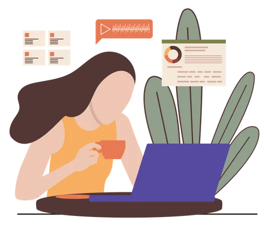 Mujeres creando programas y aplicaciones  Ilustración