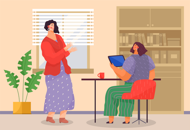 Mujeres de negocios haciendo reunión  Ilustración