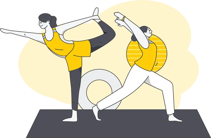 Mujer haciendo entrenamiento de yoga  Ilustración